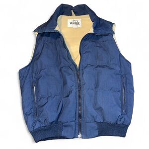Woolrich Vintage Navy Bomber Jacket Vest Made in USA Size Large‎